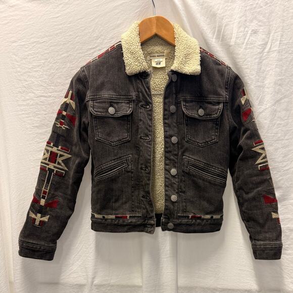 Isabel Marant Pour‎ H&M Tribal Arms Denim Jean Jacket Girls US 9-10Y - Picture 2 of 7